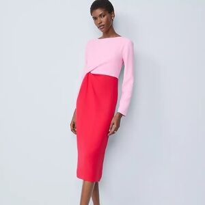 Ann Taylor Color Block Twist Midi Dress